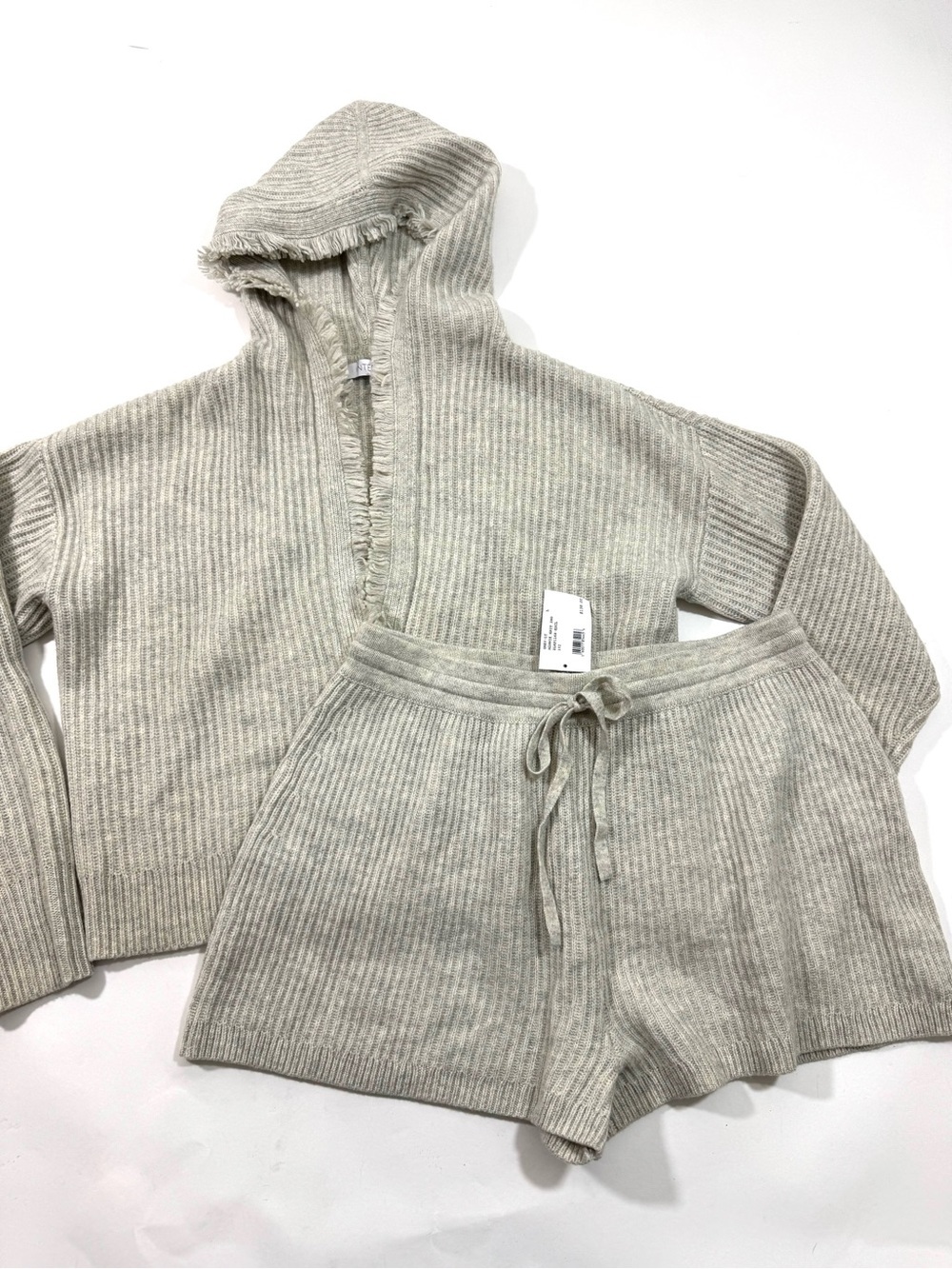 Intermix Caitlin Cropped Hoodie & Minnie Shorts Neutral Loungewear